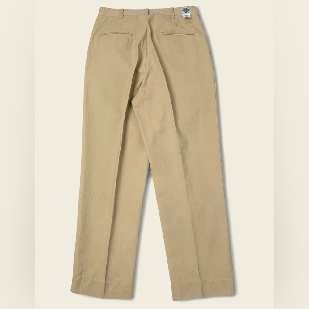 1930s IVY Style Double Pleated Chino Academia Trousers Khaki OLD MONEY UNISEX - Picture 13 of 15